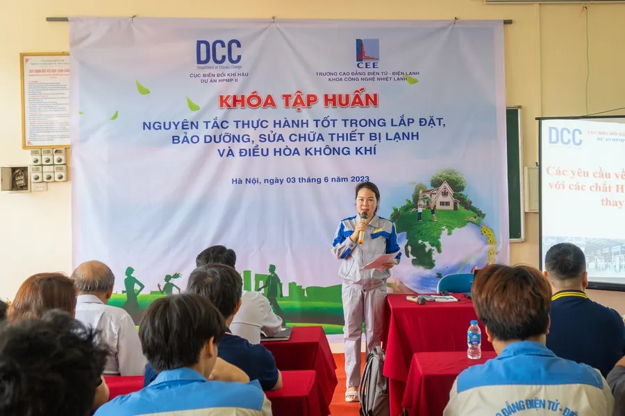 Tập huấn “Nguyên tắc thực hành tốt trong lắp đặt, bảo dưỡng, sửa chữa thiết bị lạnh, điều hoà KK"