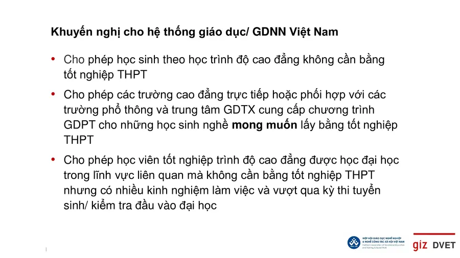 Cần cho phép học sinh học cao đẳng không cần bằng tốt nghiệp THPT