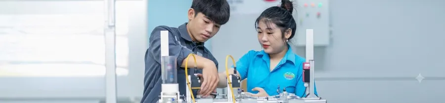 Học sinh thực hành cơ điện tử